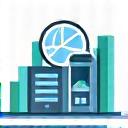 データ分析を示すチャートと拡大鏡のアイコン