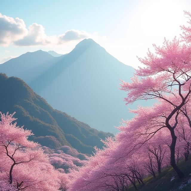 山々と満開の桜が描かれた静かな風景 — Yamazakura Socialの理念を象徴